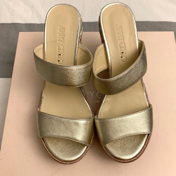 Jimmy Choo Metallic Parker Wedge Sandal - Picture 4 of 7